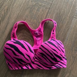 PINK YOGA pink padded zebra print sports bra